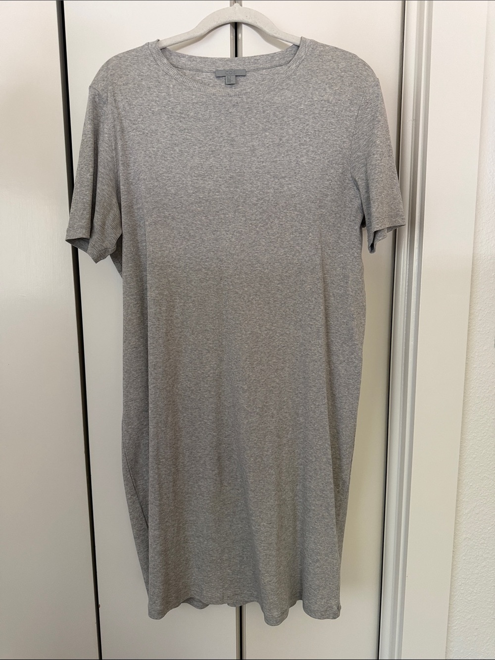 COS Gray Short-Sleeve Midi T-Shirt Dress